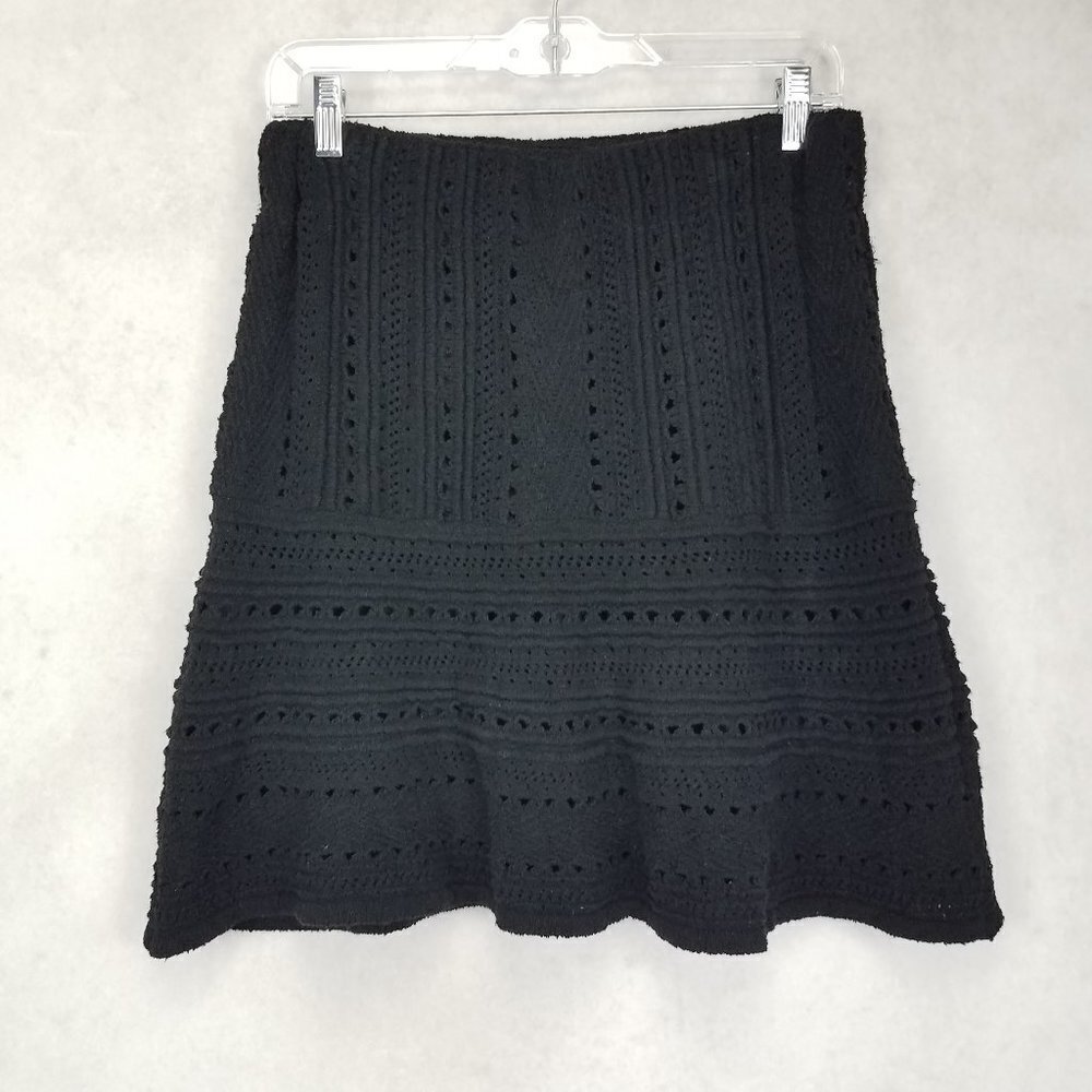 Zara Knit M Mini Skirt Black A-line Pull-on Fall Preppy Contemporary Goth Date